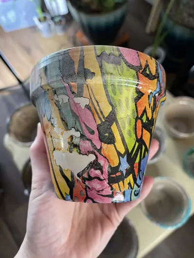 plant/Oops! Discounted Comic Book Words Hydro-Dipped 4” clay pot-3-thumbnail
