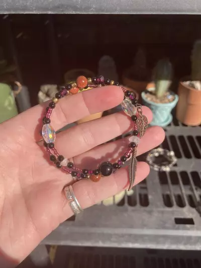 plant/Handmade Memory Wire Crystal Beaded Bracelet-0-thumbnail