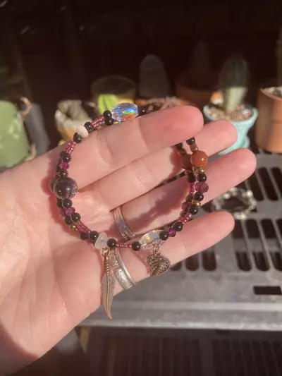 plant/Handmade Memory Wire Crystal Beaded Bracelet-1-thumbnail