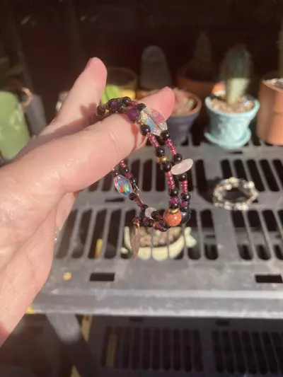 plant/Handmade Memory Wire Crystal Beaded Bracelet-2-thumbnail