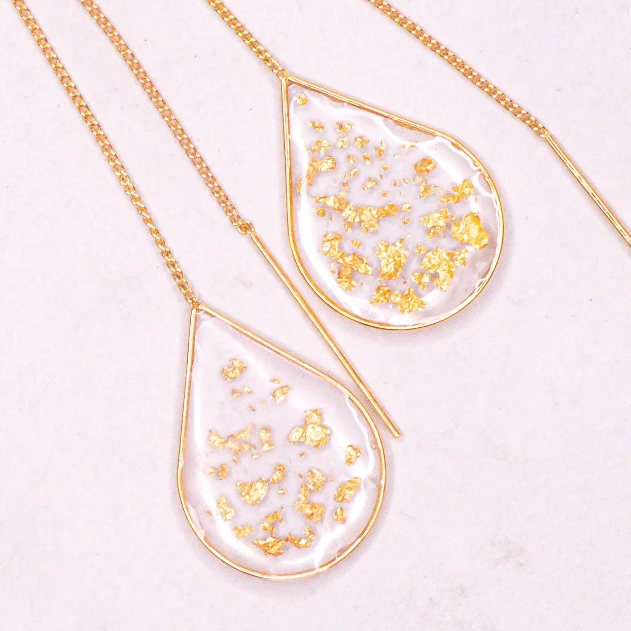 plant/Anh Thư - Gold Flakes Gold Ear Threaders-0