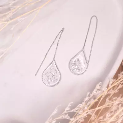 plant/Anh Thư Silver - Silver Flakes Ear Threaders-1-thumbnail