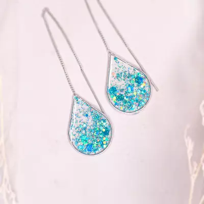 plant/Thiên Lam - Mermaid Glitter Silver Ear Threaders-1-thumbnail