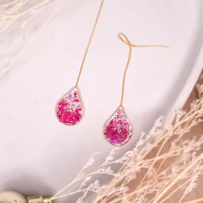 plant/Hồng Quang - Fuchsia Glitter Gold  Ear Threaders-1-thumbnail