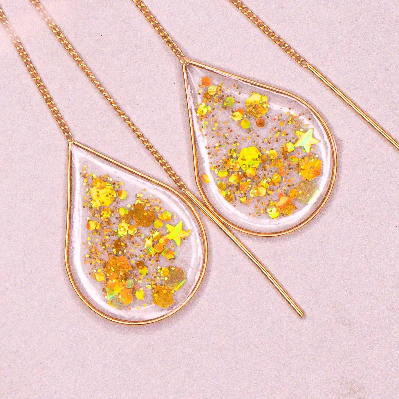 plant/Ánh Dương - Gold Glitter Ear Threaders-0
