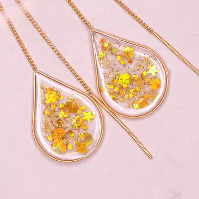 plant/Ánh Dương - Gold Glitter Ear Threaders-0-thumbnail