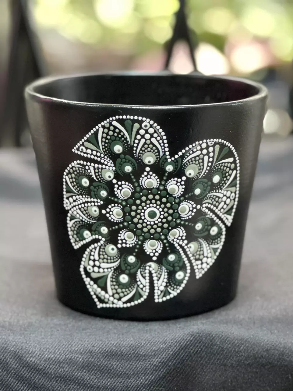 plant/PRE-ORDER 4.7 inch terracotta mandala (4.7 x 4.25) black/monstera greens-0