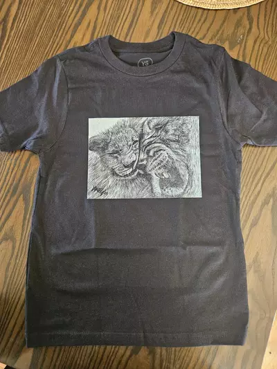 plant/Lion Duo in charcoal printed tshirt-3-thumbnail