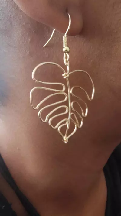 plant/Large Gold Monstera earrings-3-thumbnail