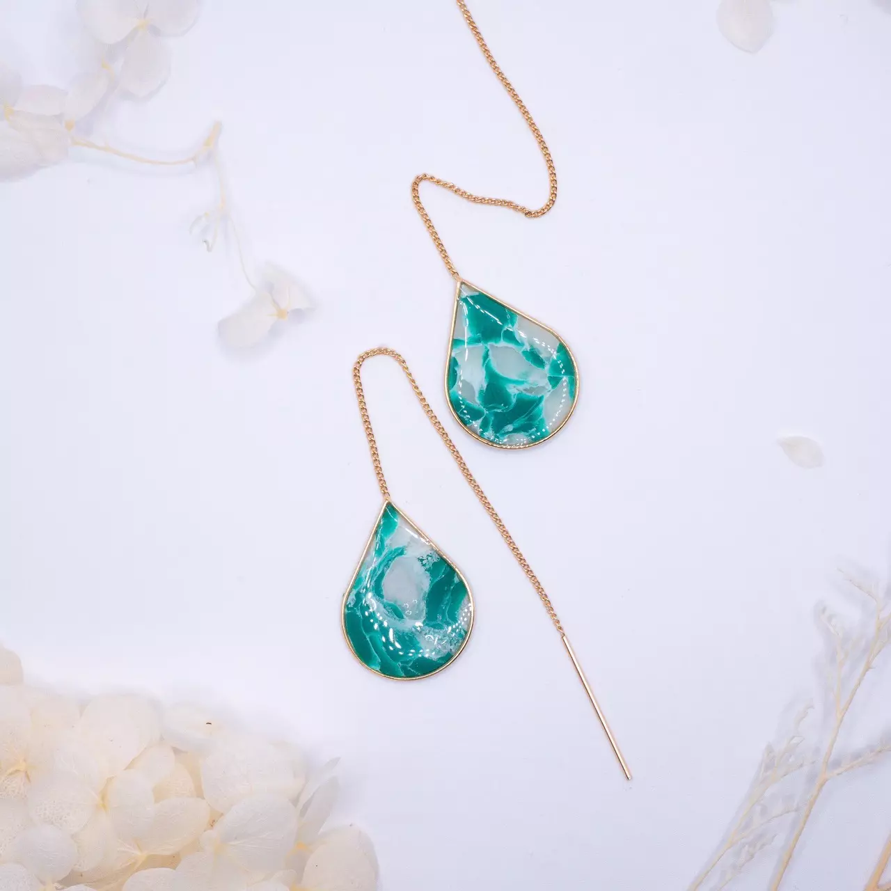 plant/Jade - Gold Ear Threaders-1