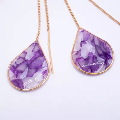 plant/Mộng Huyền - Purple Marble Gold Ear Threaders-0-thumbnail