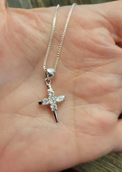 plant/CZ Cross necklace C4-1-thumbnail