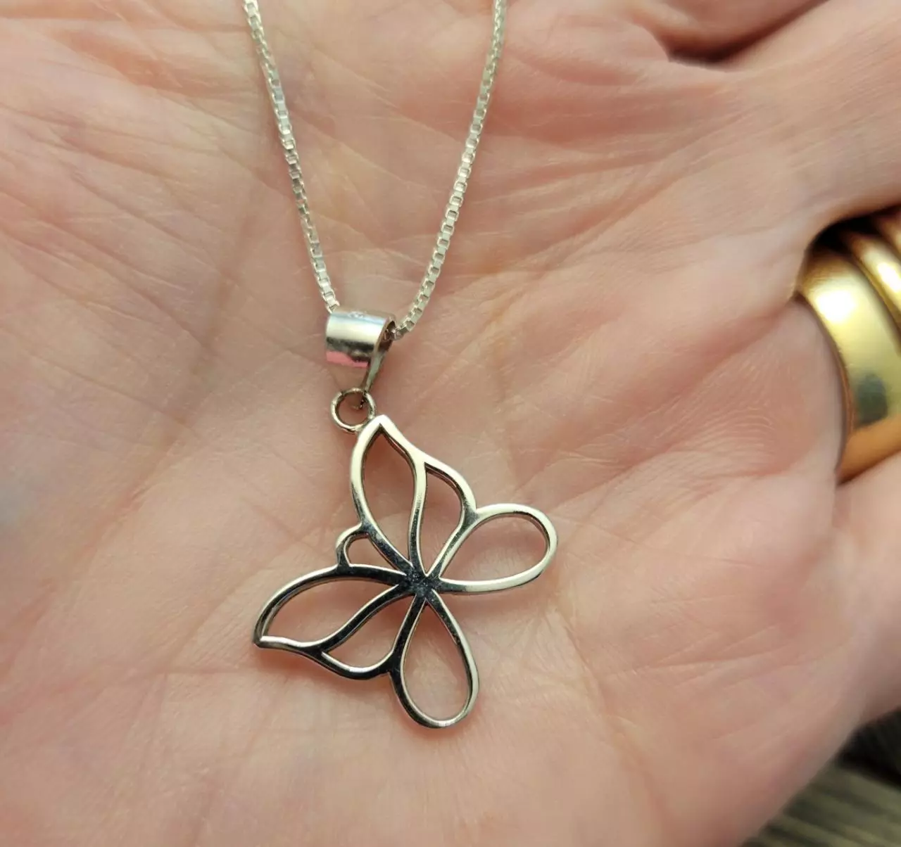 plant/Sterling Silver Butterfly necklace B5-1