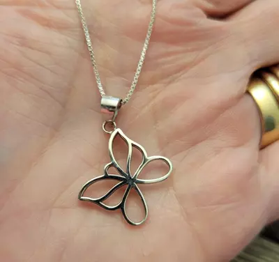 plant/Sterling Silver Butterfly necklace B5-1-thumbnail