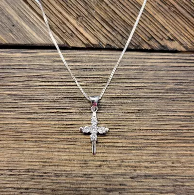 plant/CZ Cross necklace C4-0-thumbnail