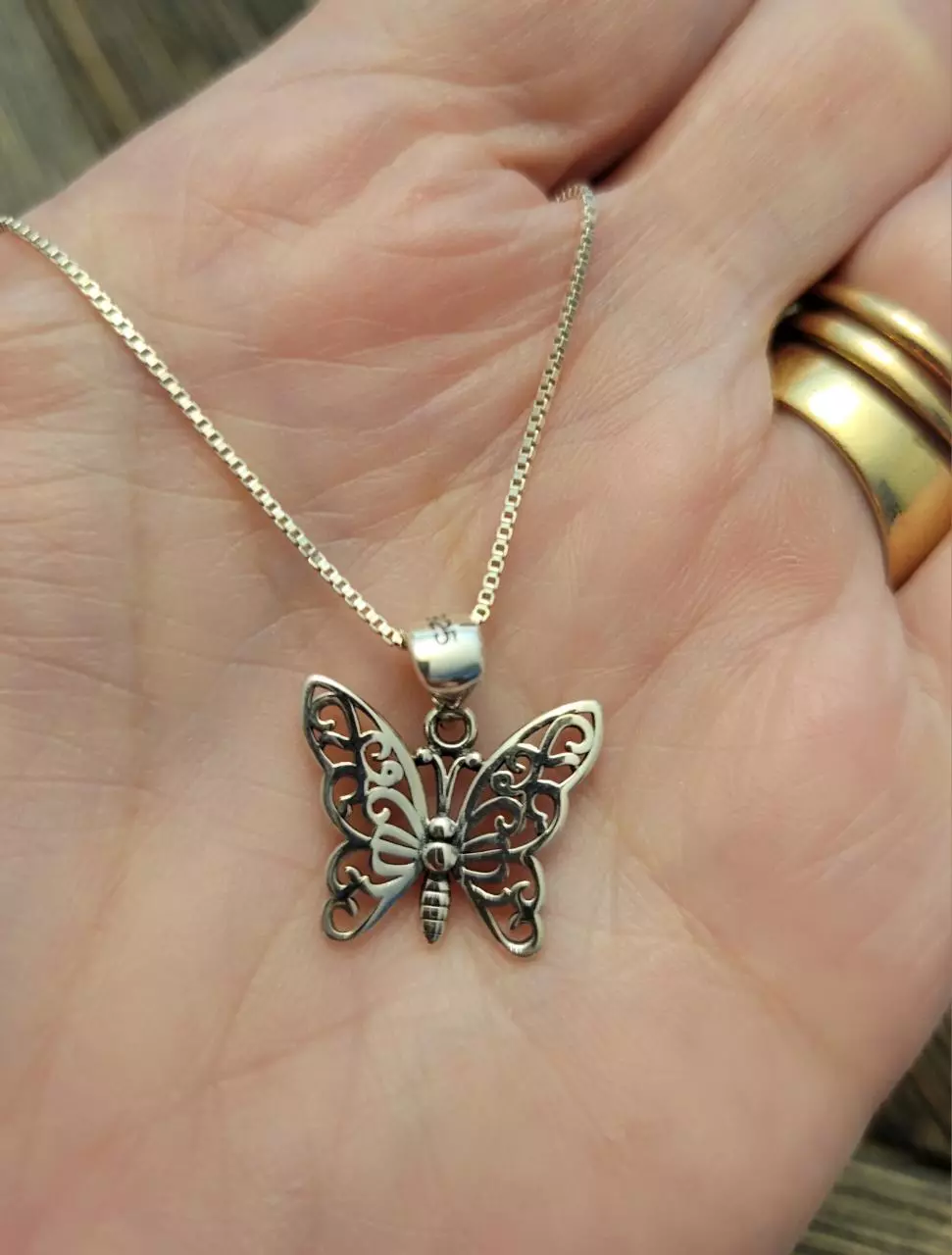 plant/Sterling Silver Butterfly necklace B3-1