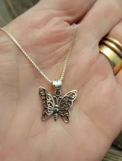 plant/Sterling Silver Butterfly necklace B3-1-thumbnail