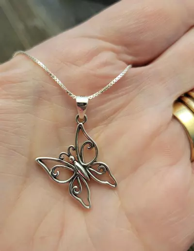 plant/Sterling Silver Butterfly necklace B6-1-thumbnail