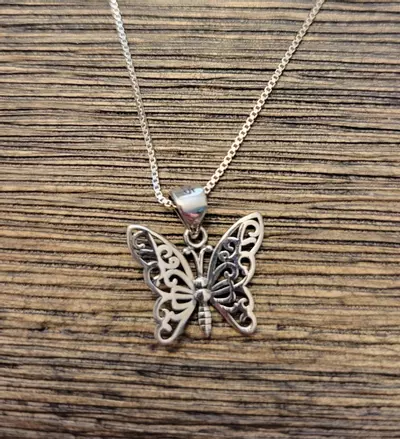 plant/Sterling Silver Butterfly necklace B3-0-thumbnail