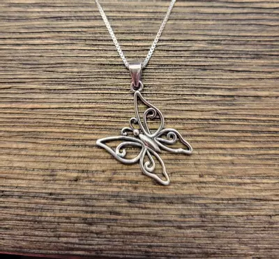 plant/Sterling Silver Butterfly necklace B6-0-thumbnail