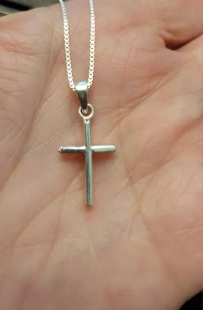 plant/Small Sterling Silver Cross necklace C1-1-thumbnail