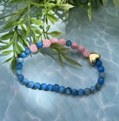 plant/Hawaiian Collection: ‘A HUI HOU’ Blue Agate Stretch Bracelet | 6mm-1-thumbnail