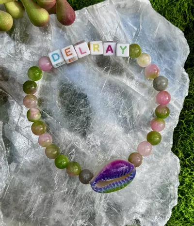 plant/Gold Coast Collection: ‘DELRAY’ Green, White + Pink Quartz Stretch Bracelet |6mm-0-thumbnail
