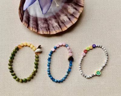 plant/Hawaiian Collection: ‘A HUI HOU’ Blue Agate Stretch Bracelet | 6mm-5-thumbnail