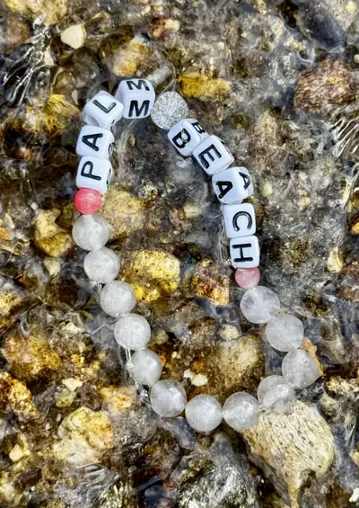 plant/Gold Coast Collection: ‘PALM BEACH’ Rose + Crackled Quartz Stretch Bracelet 8mm-3-thumbnail