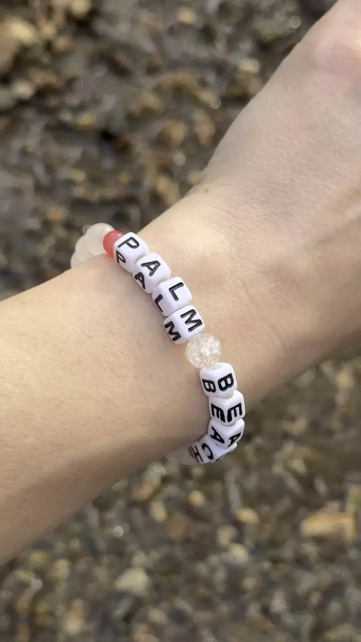 plant/Gold Coast Collection: ‘PALM BEACH’ Rose + Crackled Quartz Stretch Bracelet 8mm-1