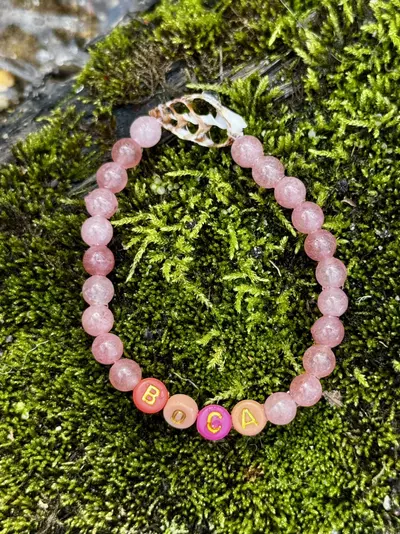 plant/Gold Coast Collection: ‘BOCA’ Raton/Grande Strawberry Quartz Stretch Bracelet-2-thumbnail