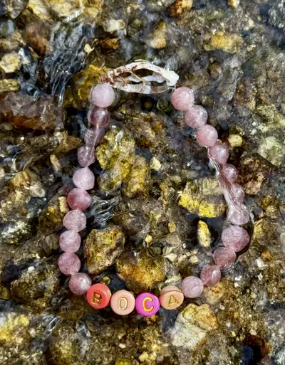 plant/Gold Coast Collection: ‘BOCA’ Raton/Grande Strawberry Quartz Stretch Bracelet-3-thumbnail