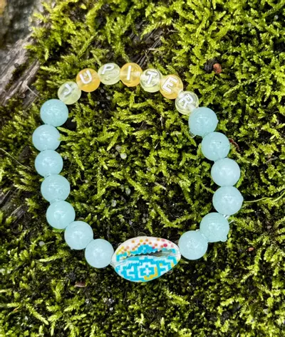 plant/Gold Coast Collection: ‘JUPITER’ Amazonite Stretch Bracelet | 8mm-3-thumbnail