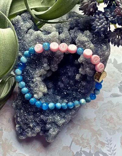 plant/Hawaiian Collection: ‘A HUI HOU’ Blue Agate Stretch Bracelet | 6mm-4-thumbnail