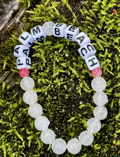 plant/Gold Coast Collection: ‘PALM BEACH’ Rose + Crackled Quartz Stretch Bracelet 8mm-2-thumbnail