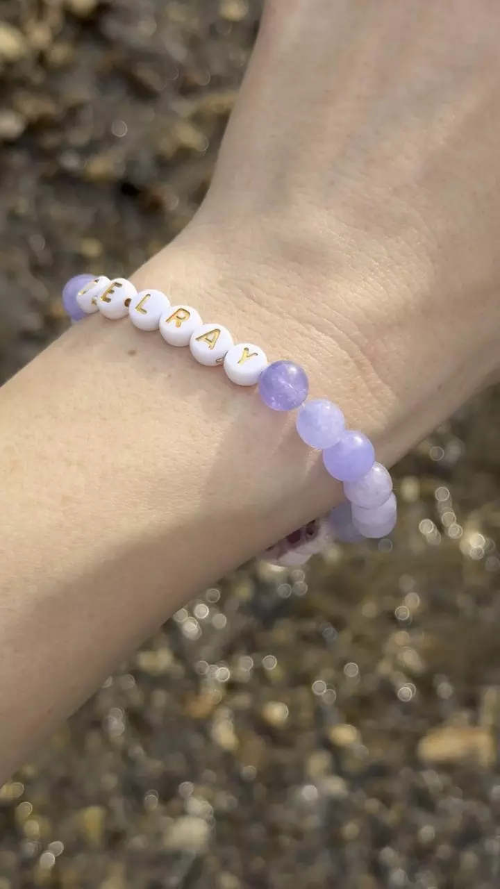 plant/Gold Coast Collection: ‘DELRAY’ Beach Lepidolite Stretch Bracelet | 8mm-1