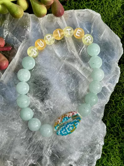 plant/Gold Coast Collection: ‘JUPITER’ Amazonite Stretch Bracelet | 8mm-0-thumbnail