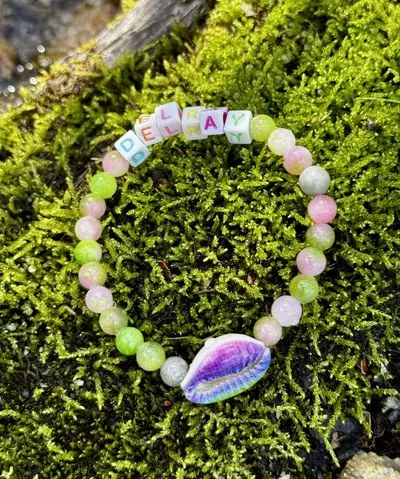 plant/Gold Coast Collection: ‘DELRAY’ Green, White + Pink Quartz Stretch Bracelet |6mm-5-thumbnail