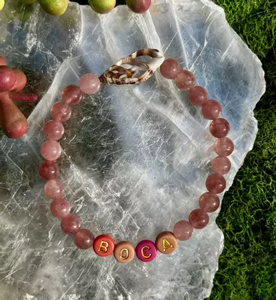 plant/Gold Coast Collection: ‘BOCA’ Raton/Grande Strawberry Quartz Stretch Bracelet-1-thumbnail