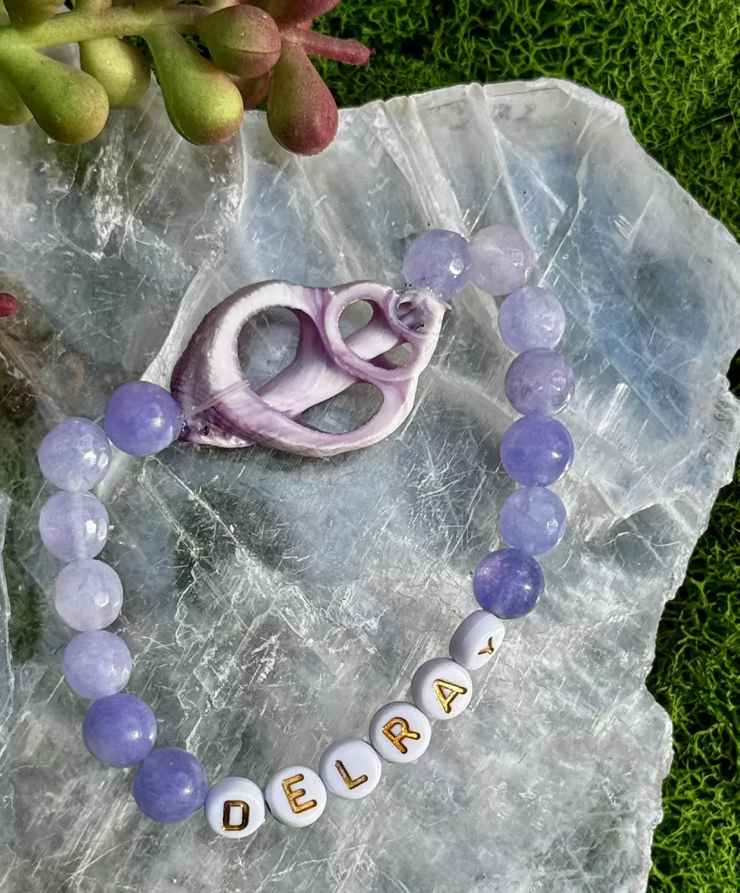 plant/Gold Coast Collection: ‘DELRAY’ Beach Lepidolite Stretch Bracelet | 8mm-0