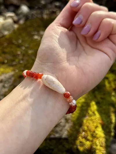 plant/Gold Coast Collection: ‘FTL’ Red Agate Stretch Bracelet | 6mm-3-thumbnail