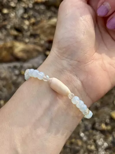 plant/Gold Coast Collection: ‘JUNO’ Beach Opalite Stretch Bracelet | 6mm-4-thumbnail