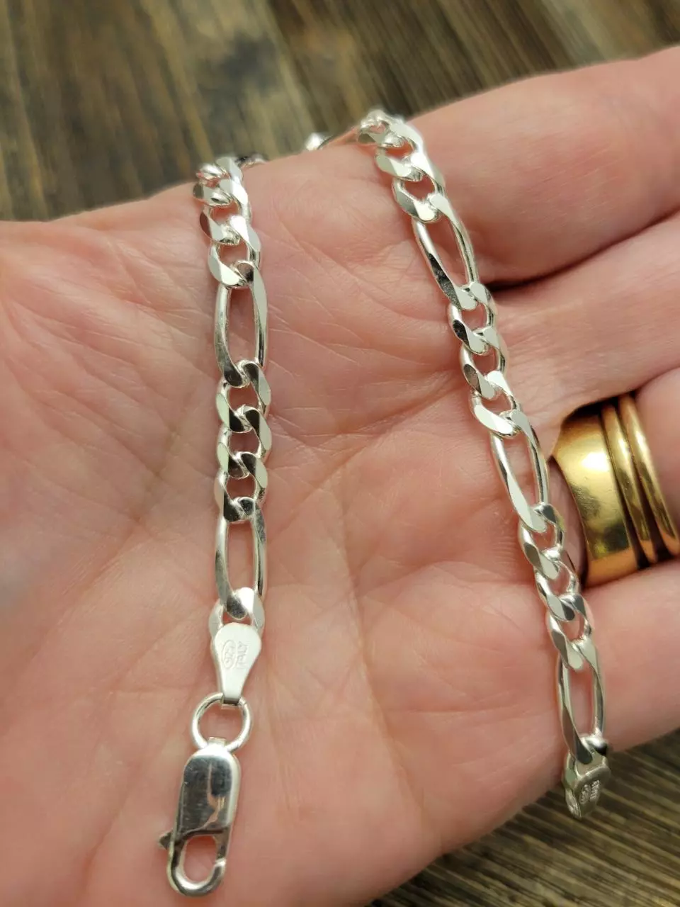 plant/# 66   5mm Sterling Silver Figaro bracelet-1