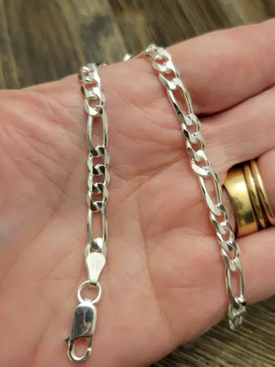 plant/# 66   5mm Sterling Silver Figaro bracelet-1-thumbnail