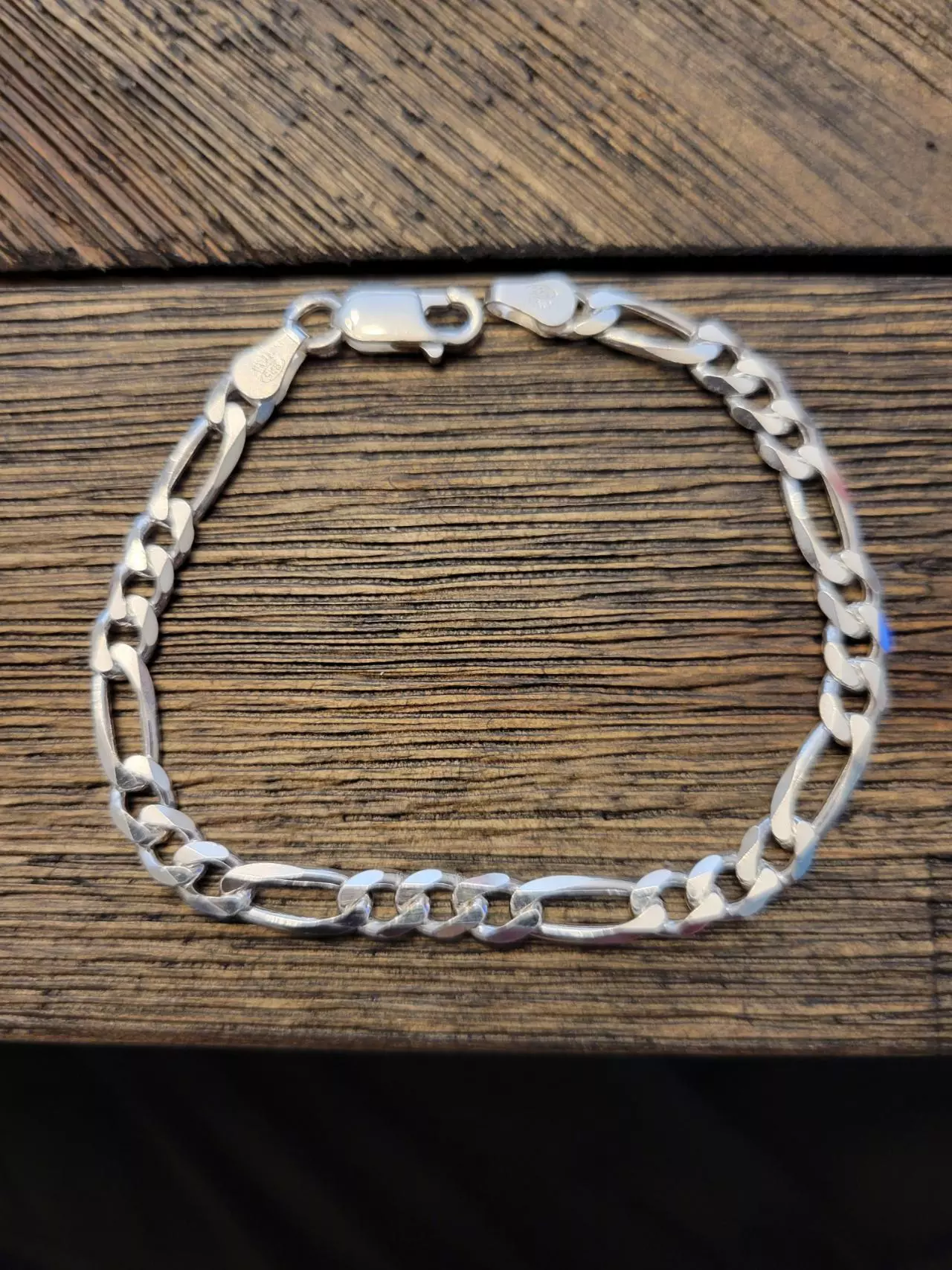 plant/# 66   5mm Sterling Silver Figaro bracelet-0