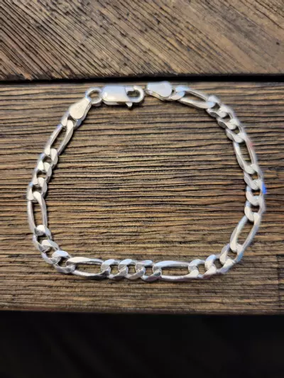 plant/# 66   5mm Sterling Silver Figaro bracelet-0-thumbnail