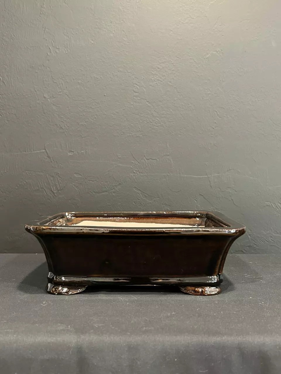 plant/10” Glazed Bonsai Pot - Dark Brown Rectangle-0