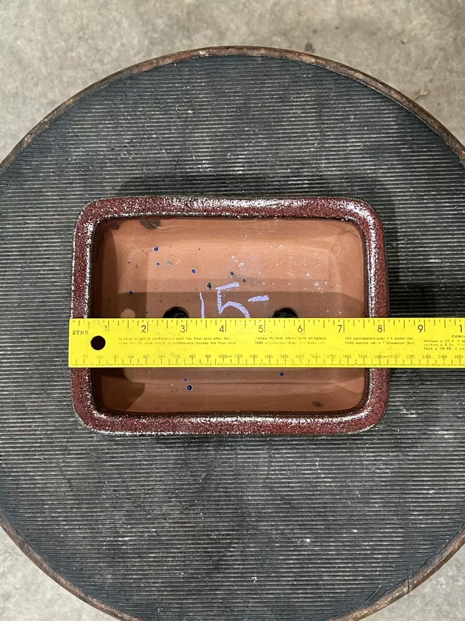 plant/8” Glazed Bonsai Pot - Maroon Rectangle-1