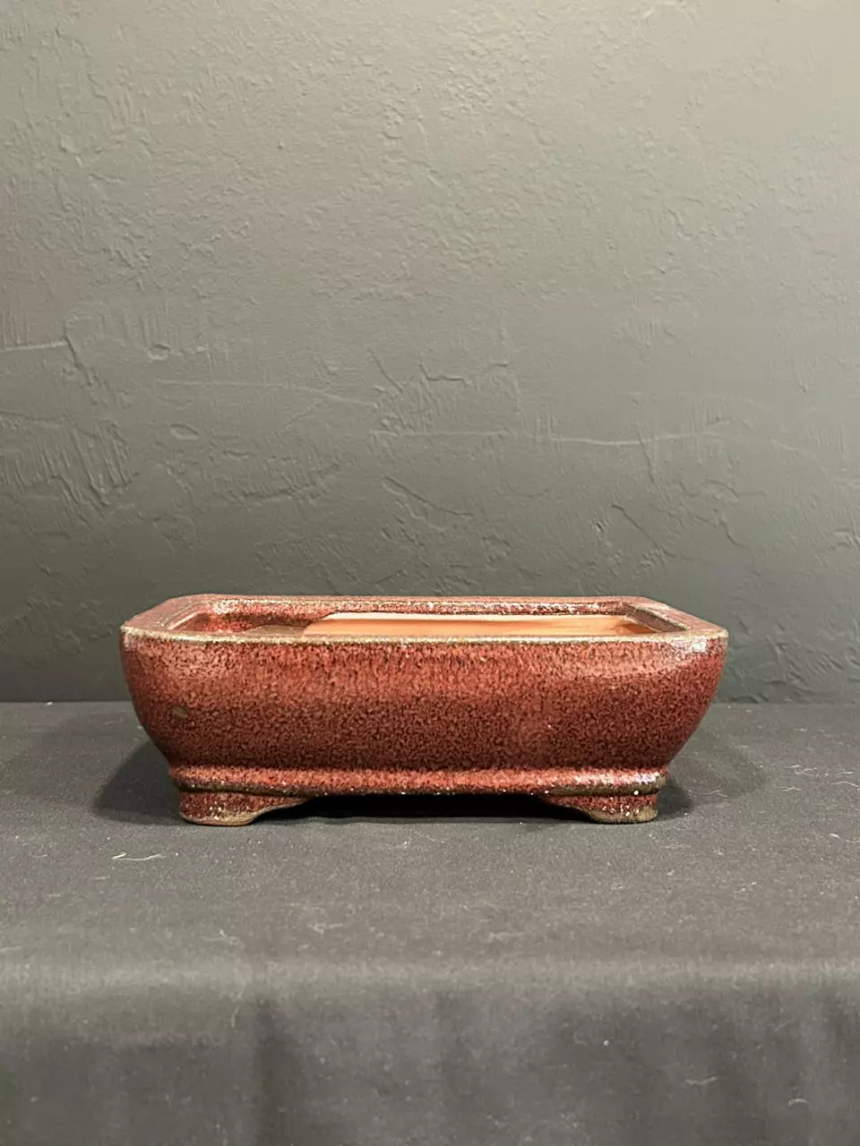 plant/8” Glazed Bonsai Pot - Maroon Rectangle-0