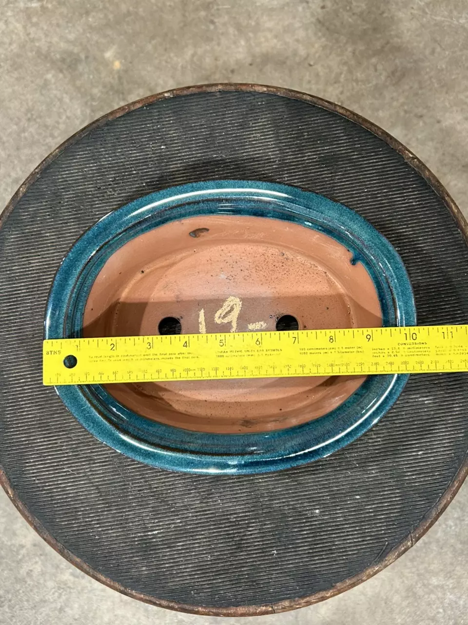 plant/10” Glazed Bonsai Pot - Blue Oval-1